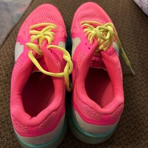 Kids Pink and Yellow Nike Air Max Athletic Shoes